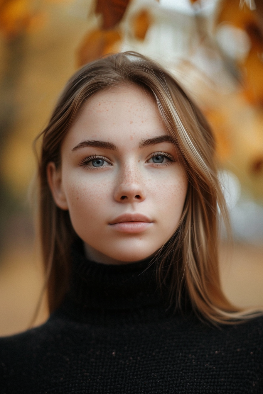 35years old woman with a Effortless Waves, make a photosession in a park .