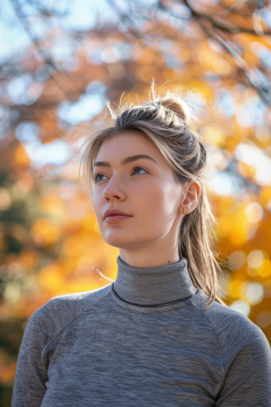 27 years old woman with a High Ponytail for Sporty Vibes, make a photosession in a park