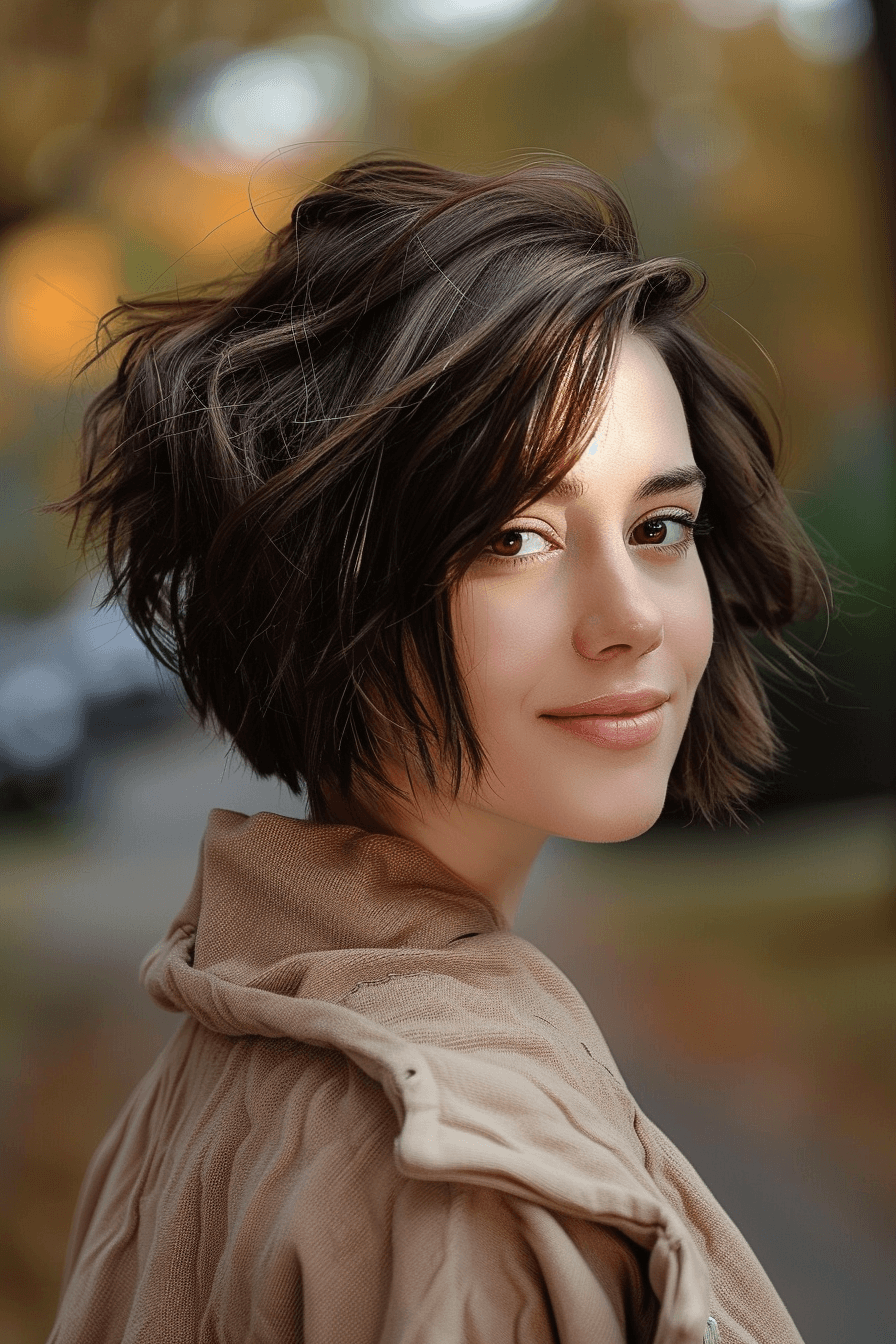 35years old woman with a Textured Wedge, make a photosession in a park.